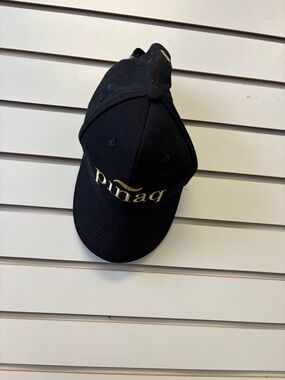 Ina Black Baseball Cap with Gold Embroidery